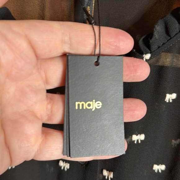 NWT Maje Rythonoeud Embroidered Bow Print Mini Dress Size 40 Size 10 - Picture 10 of 13